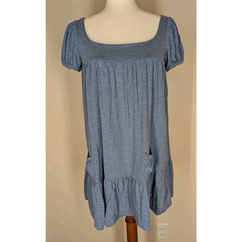 Juicy Couture Blue Loose Fit Babydoll Dress Or Tunic Size Small Front Pockets